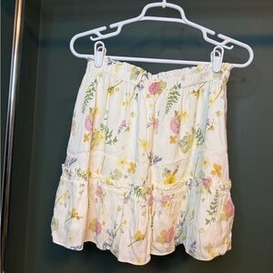Sunday Best Floral Mini Skirt - Cream and Pink M